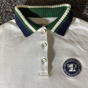 Tory Burch White Polo Sweatshirt with Green and Blue Accents